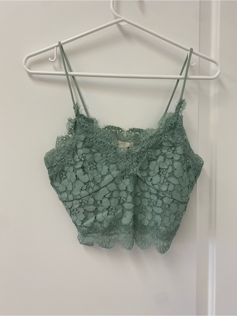 H&M Lace Camisole Top in Sage Green